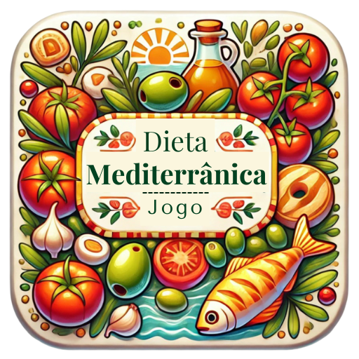 Logótipo oficial do Jogo da Dieta Mediterrânica, produzido por Afonso Freitas e Martim Alves, alunos do AEAMC